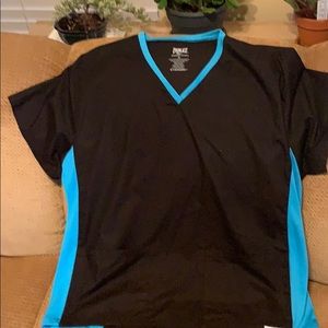 XL Black with blue panels ladies scrub top